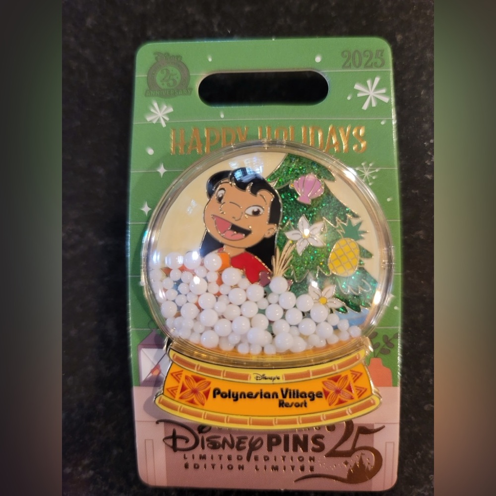 Disney LILO 2025 Snow Globe 3-D Pin Limited Release Polynesian Visit Resort New